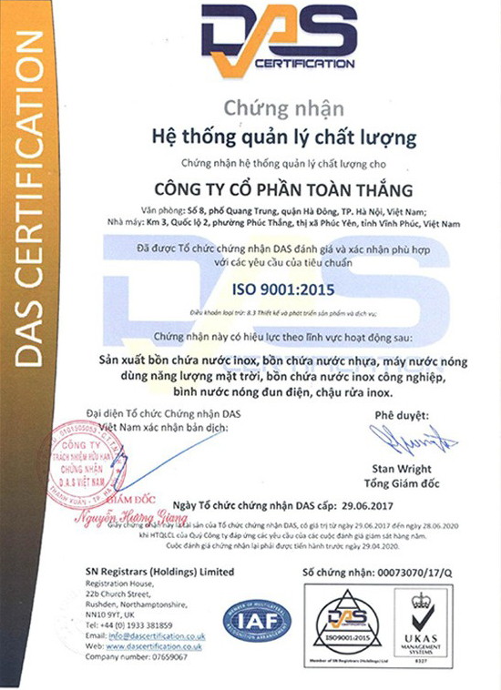 chung nhan ISO  9001:2015 Toan Thang
